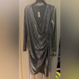 Beautiful Express shimmering glittery silver dress for the formal occasion